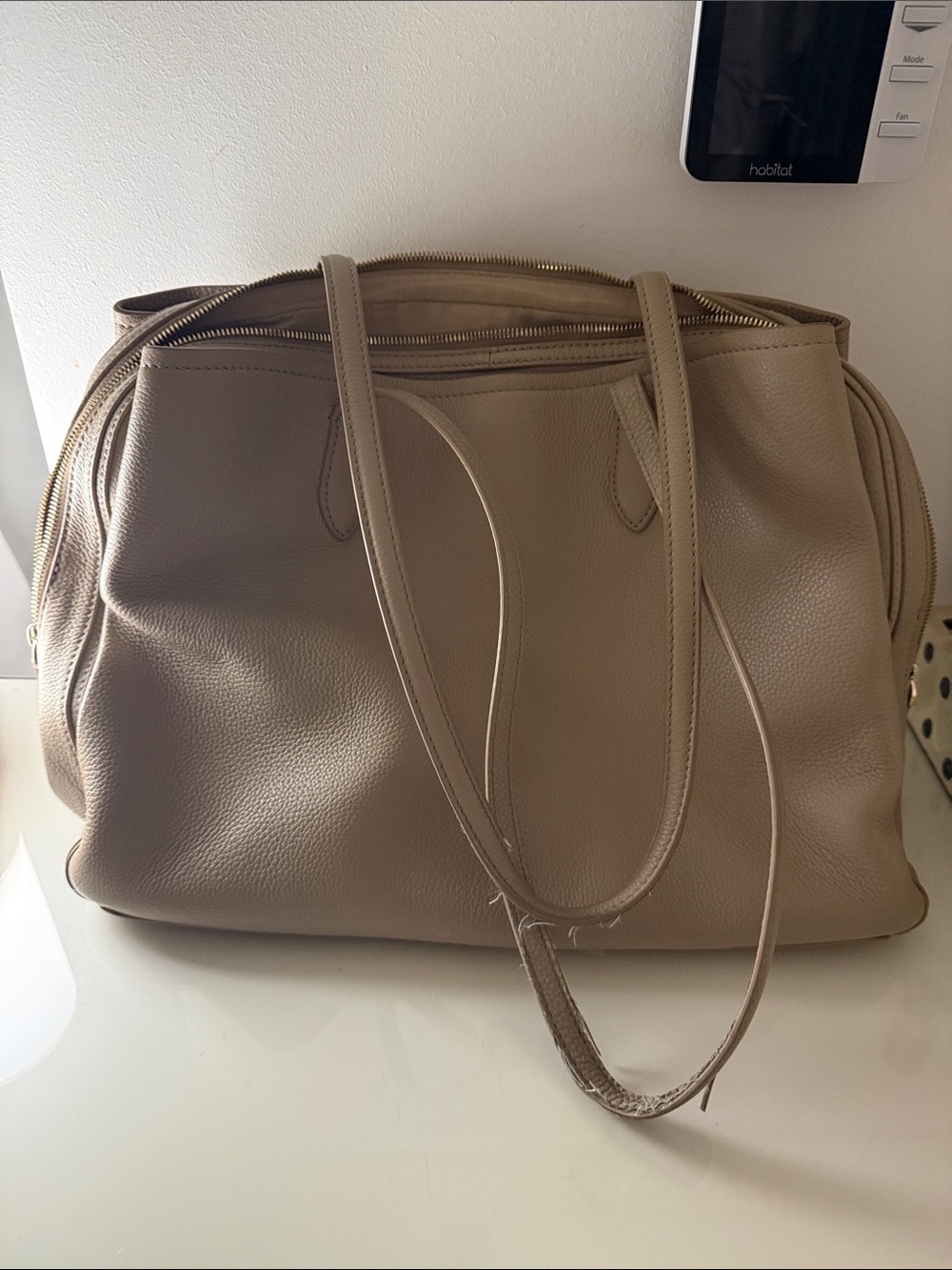 Quince Pebbled Leather Tote in Taupe